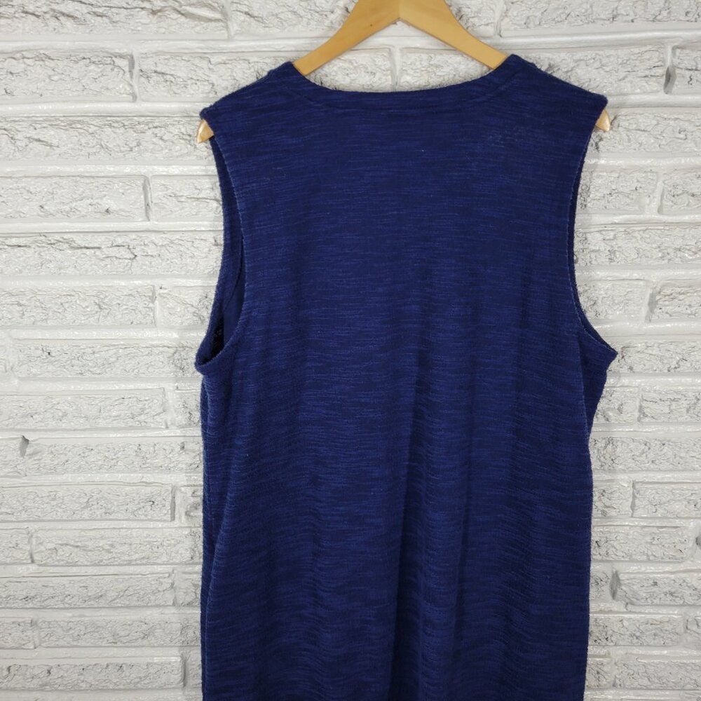 Liz Claiborne P2XL Dress Blue V-Neck Sleeveless Textured Knit Side Slit BLU76E - Picture 8 of 12